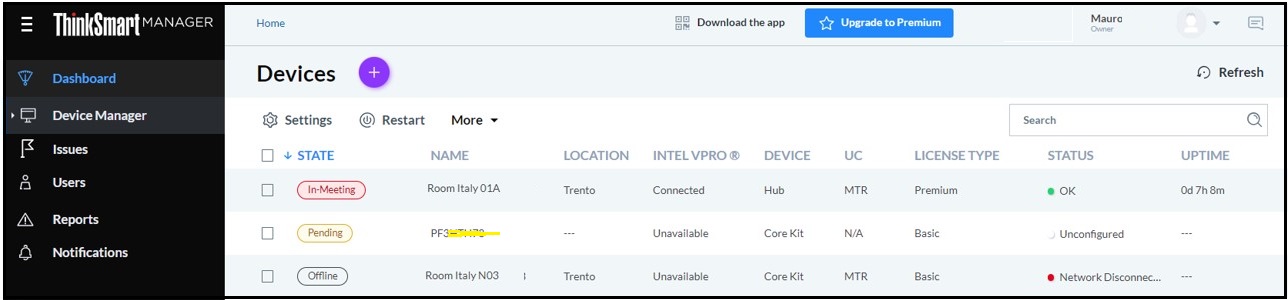 ThinkSmart Manager Devices